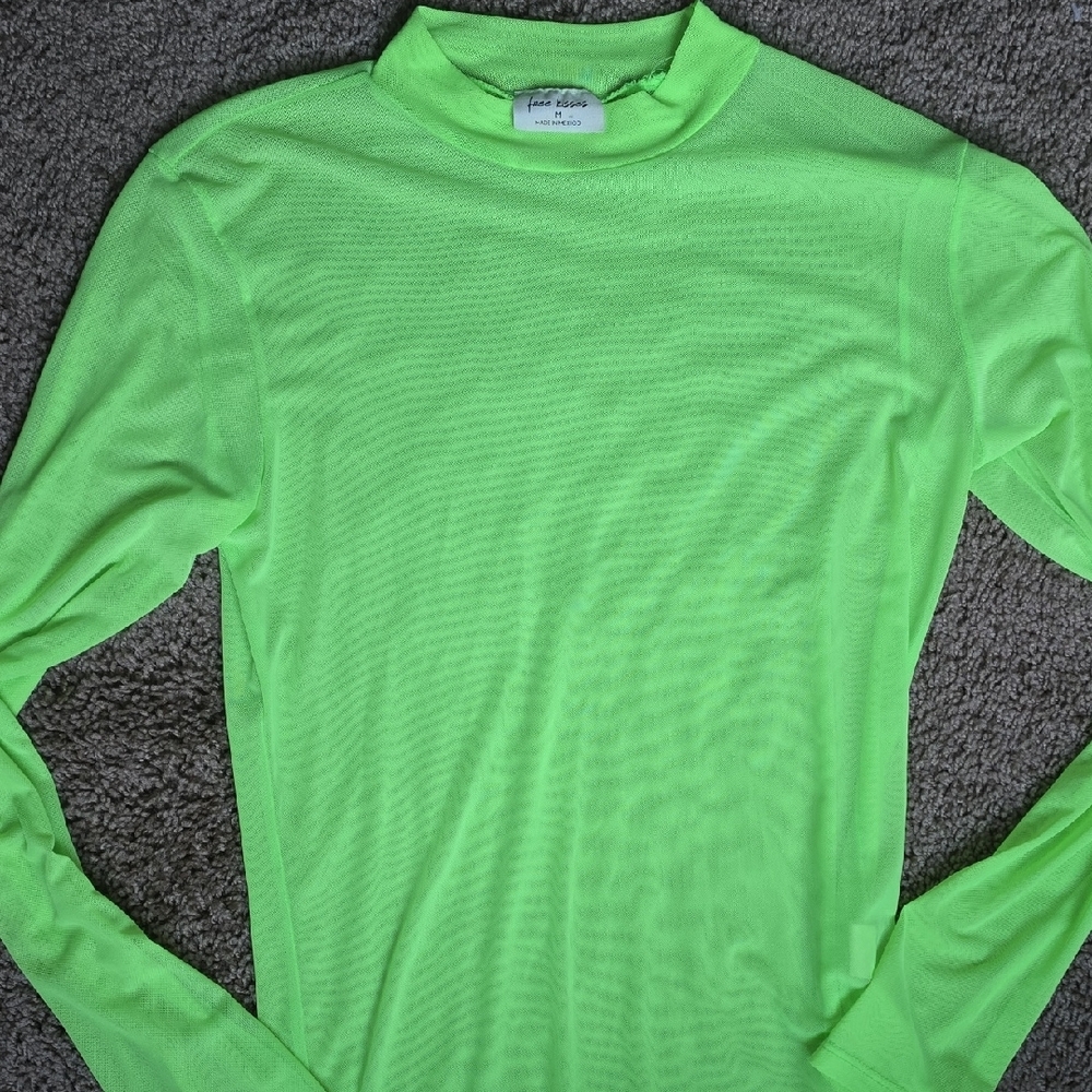 Free Kisses Neon Green Mesh Top - Picture 2 of 5